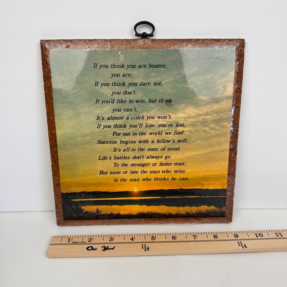 Vtg 1976 heirlooms edition wall plaque hanging inspirational thinking poem READ